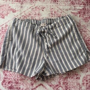 Urban Outfitters Navy and White Striped High Waist Shorts
